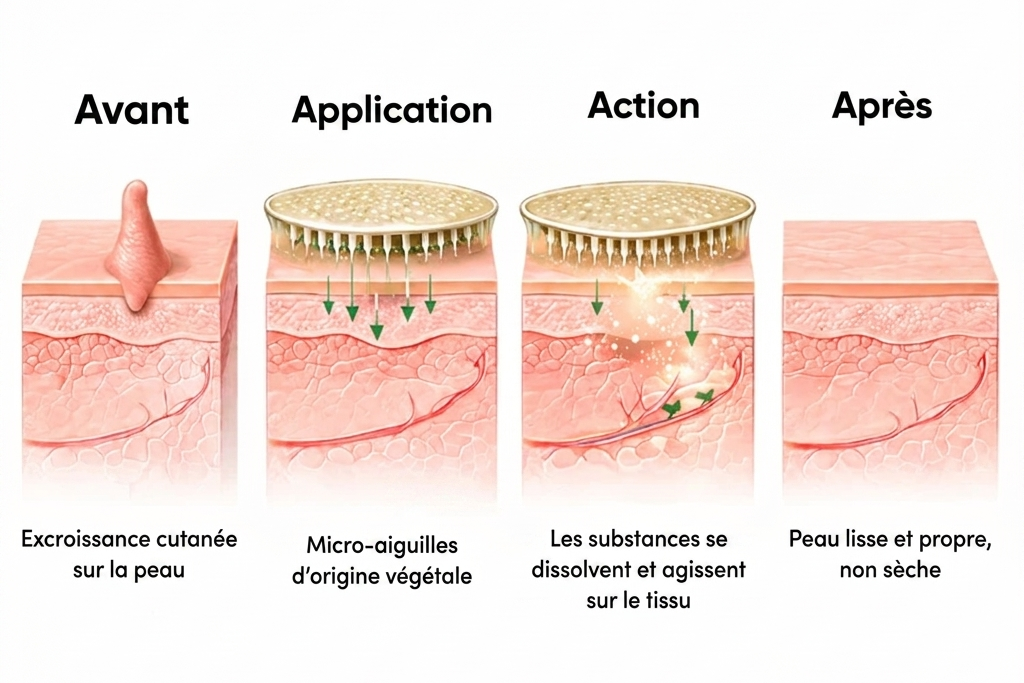 Couche 1 : micro-aiguilles botaniques de qualité médicale